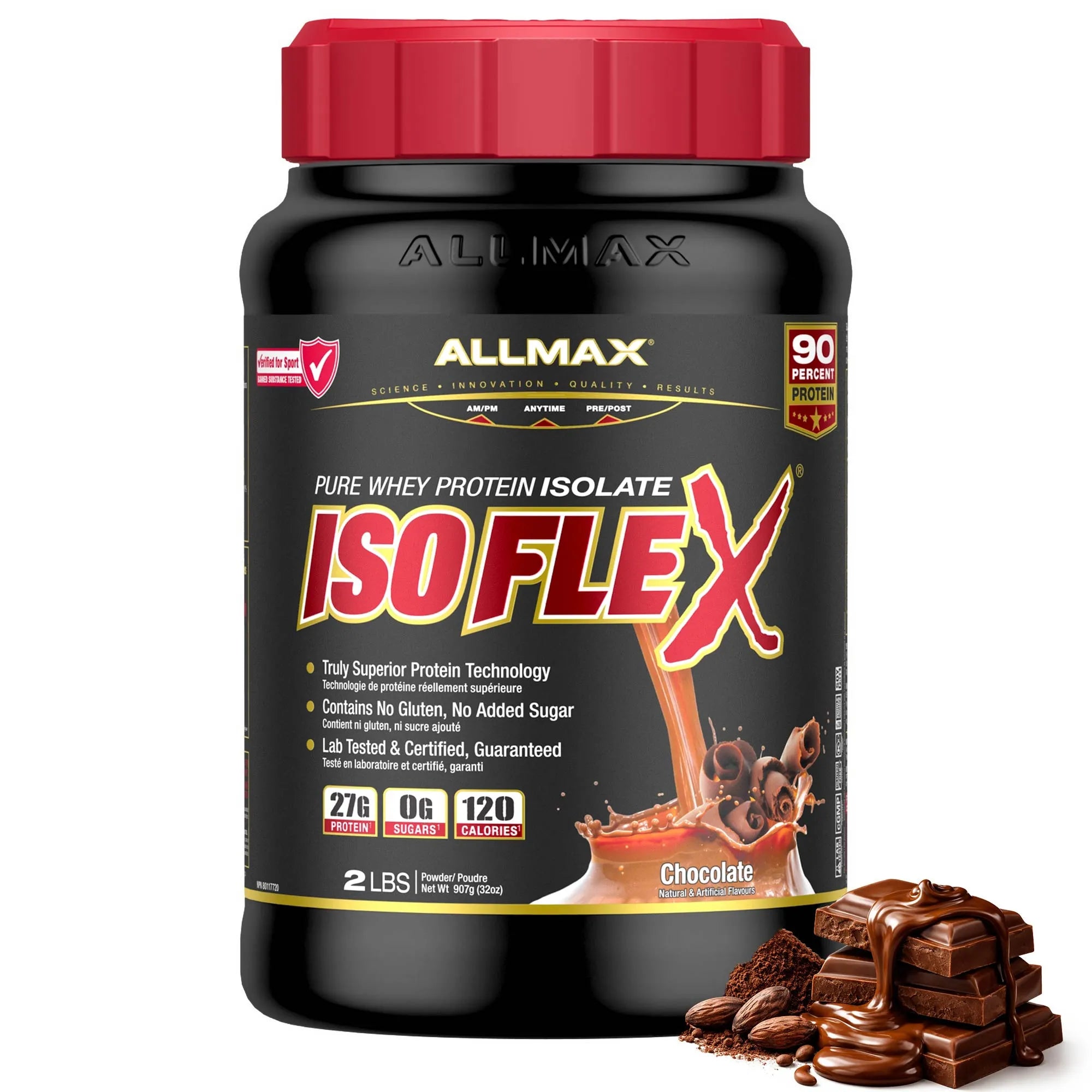 ALLMAX ISOFLEX whey isolate 2 lb chocolate tub
