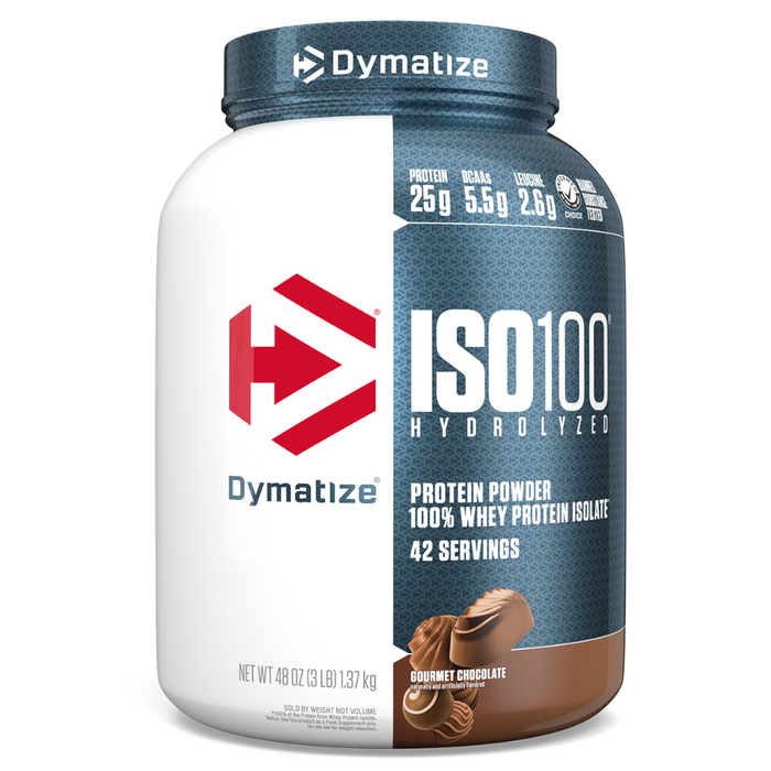 Dymatize ISO100 Hydrolyzed Protein 3 lb Gourmet Chocolate tub