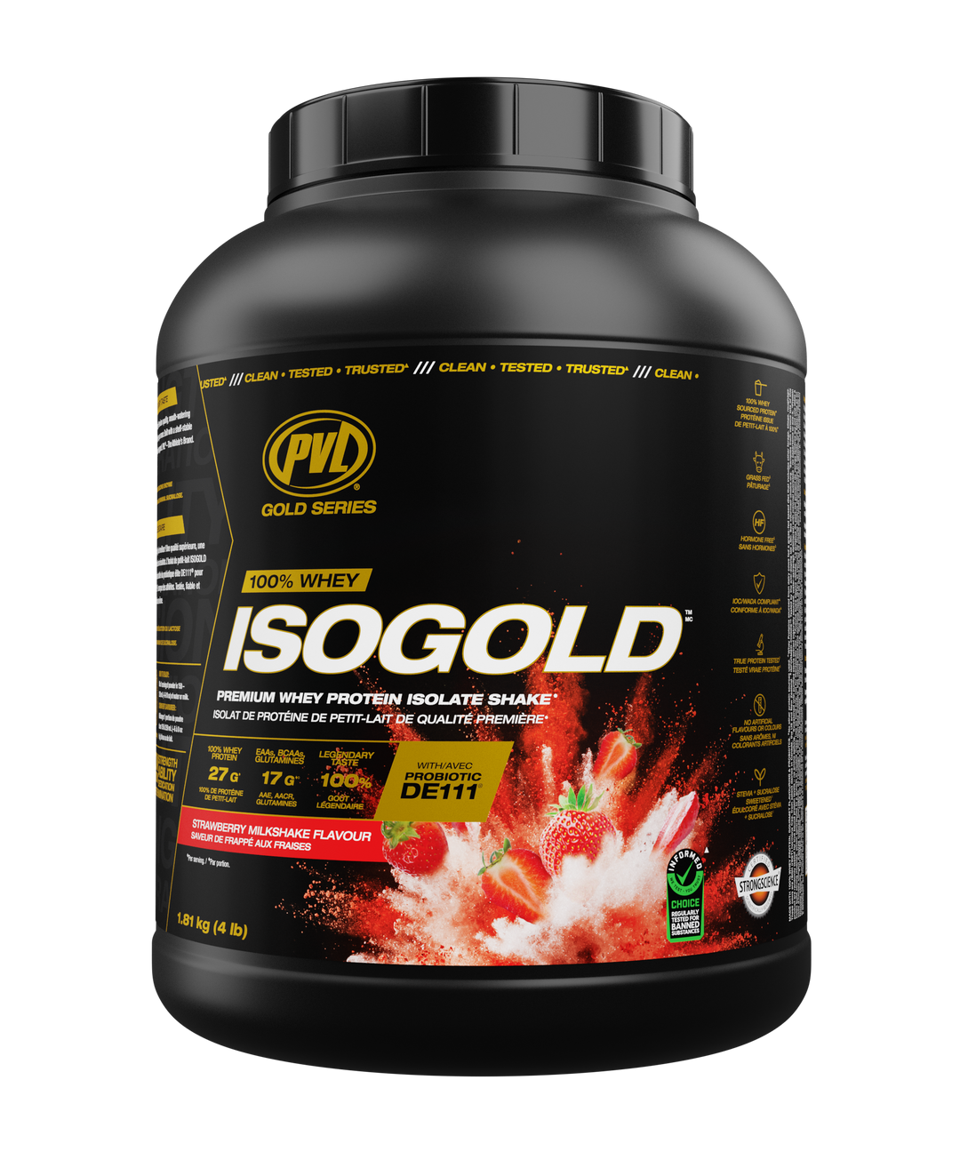 PVL ISO Gold Whey Isolate 4 lb - Strawberry Milkshake