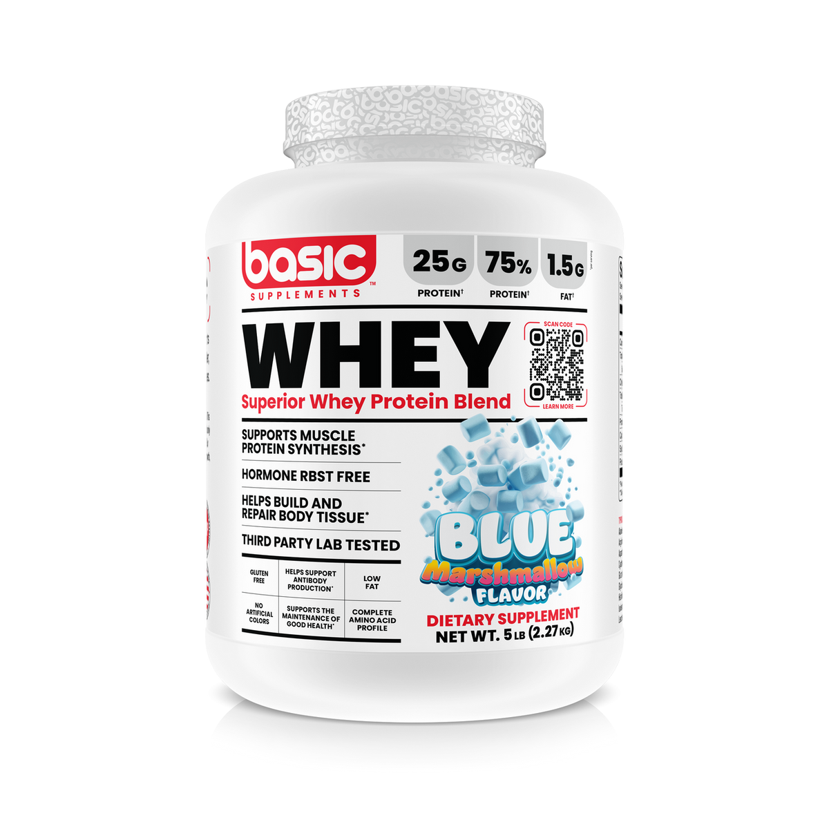 Basic Supplements Whey Protein Blend 5 lb - Blue Marshmallow