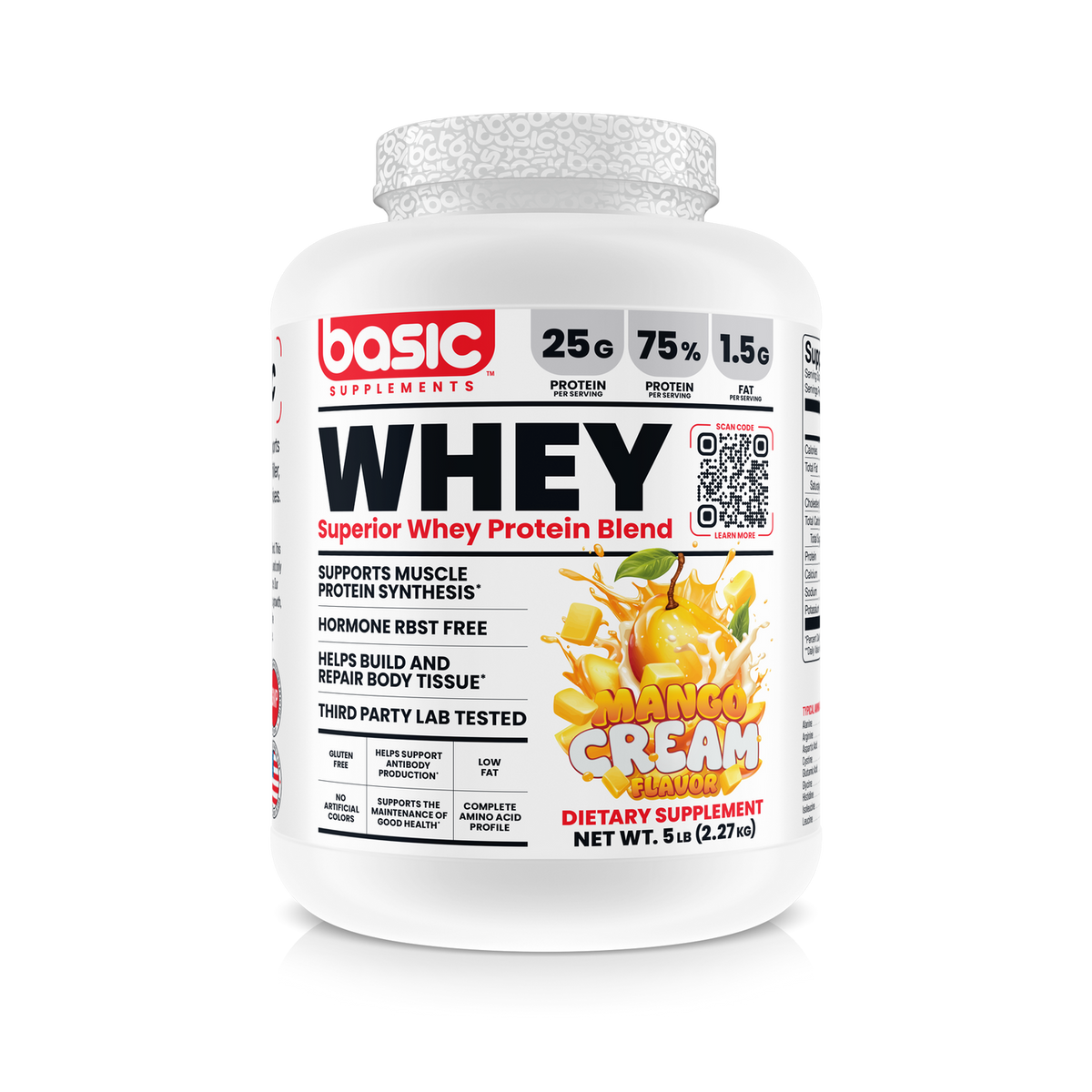 Basic Supplements Whey Protein Blend 5 lb - Mango Cream