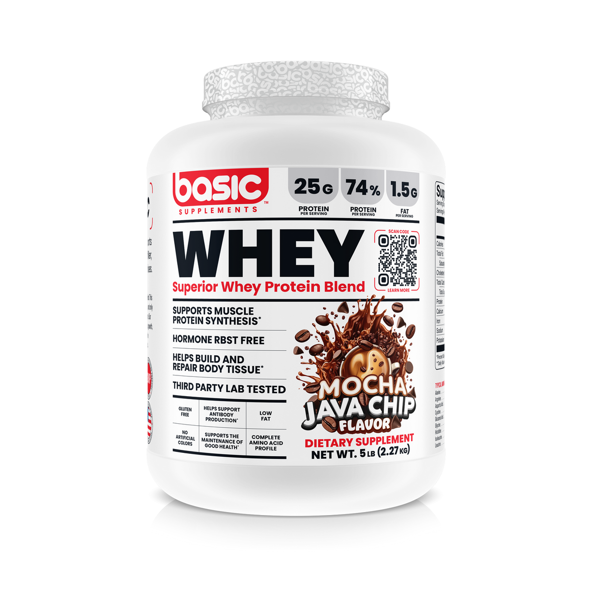Basic Supplements Whey Protein Blend 5 lb - Mocha Java Chip