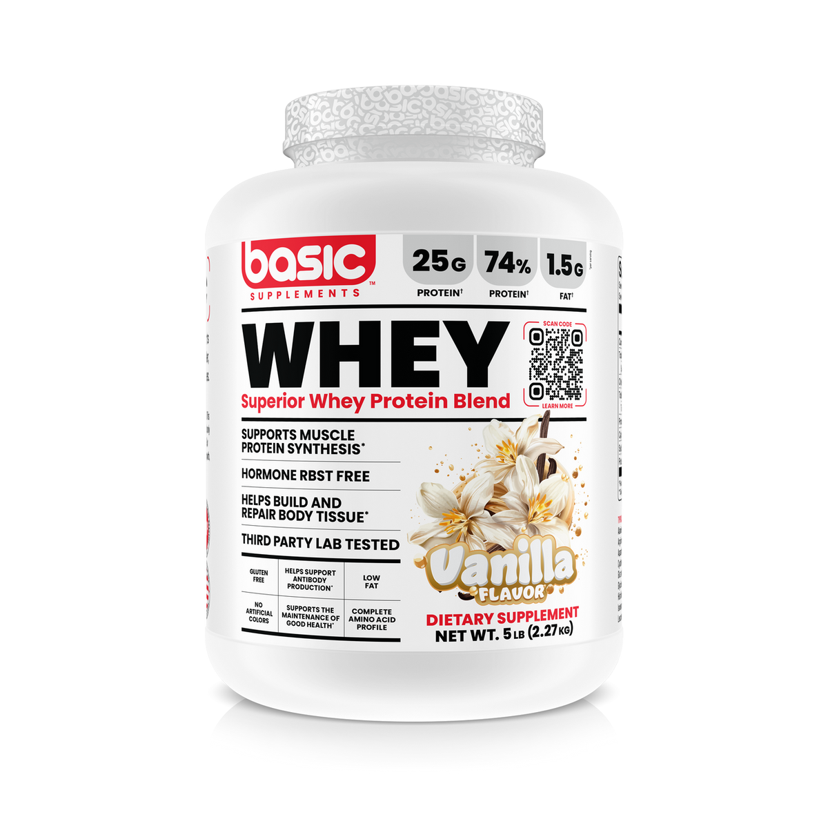 Basic Supplements Whey Protein Blend 5 lb - Vanilla